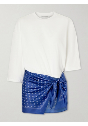 Christopher Esber - Bandana Printed Cotton And Silk-blend T-shirt - Blue - UK 6,UK 8,UK 10,UK 12,UK 14