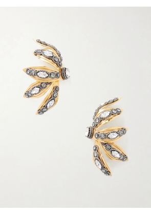 Balenciaga - Bloom Crystal-embellished Gold-tone Earrings - One size
