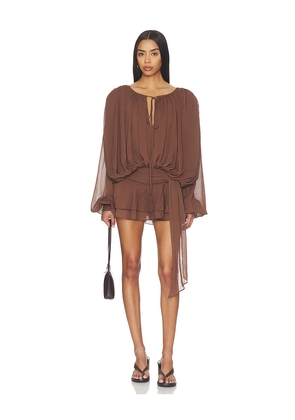 LIONESS Elements Mini Dress in Chocolate. Size S. Also in XXS, XS, M, L, XL, XXL.