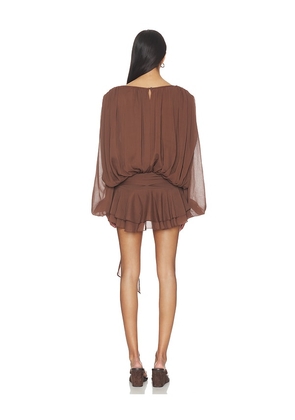 LIONESS Elements Mini Dress in Chocolate. Size S. Also in M, XS, XXS.