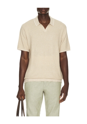 Marine Layer Greyson Knitted Polo in Brown. Size S. Also in M, L, XL/1X.