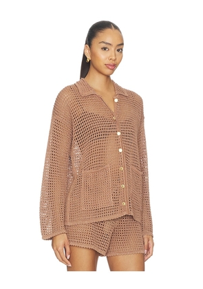 L'AGENCE Mariana Pointelle Knit Shirt in Metallic Bronze. Size XXS. Also in L, M, S, XS.