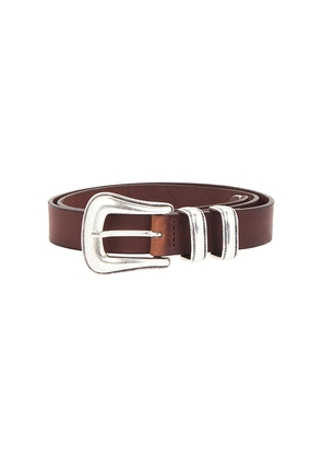 Nudie Jeans Western Silver Belt in Brown. Size 80cm. Also in 100cm, 90cm, 95cm.