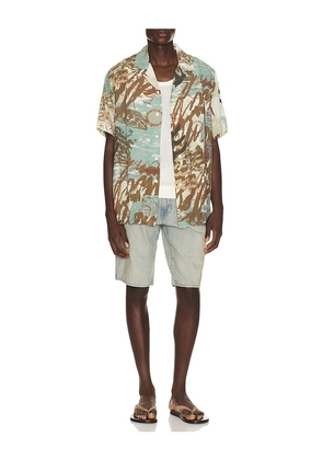 OAS Montara Rocco Shirt in Slate,Beige. Size S. Also in M, L, XL/1X.
