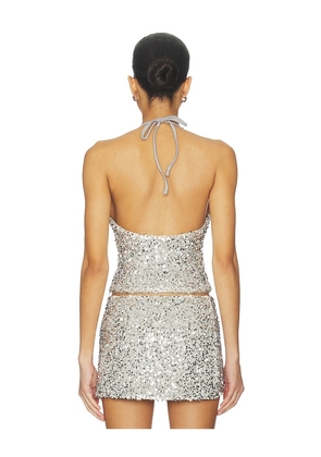 Tiger Mist Reilynn Top in Metallic Silver. Size M. Also in XS, S, L, XL.
