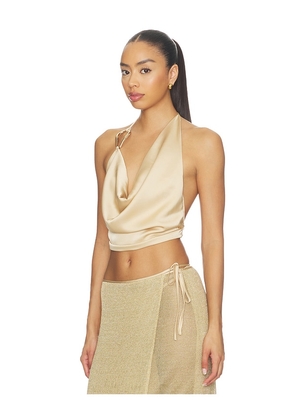 Tiger Mist Cyrene Satin Cowl Top in Metallic Gold. Size XS. Also in S, M.