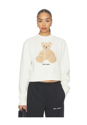 Palm Angels Bear Fitted Crew Sweatshirt in White. Size XS. Also in S, M, L, XL.