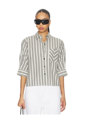 Rag & Bone Lucia Stripe Poplin Shirt in Grey. Size XXS. Also in XS, S, M, L.