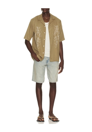 SAMSOE SAMSOE Saoscar Ax Shirt in Army. Size S. Also in M, L, XL/1X.