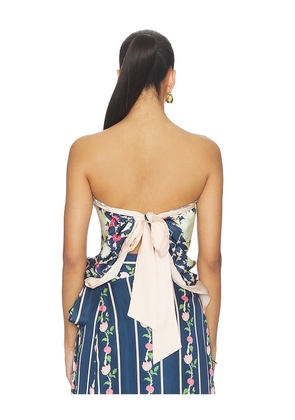 Verandah Lotus And Mallipoo Scarf Blouse in Navy. Size XS. Also in S, M, L, XL.