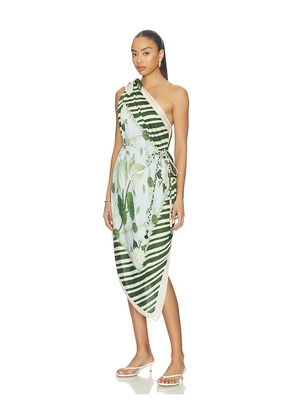 Verandah Multiway Scarf Blouse Dress in Green,Blue. Size XS. Also in M, L.