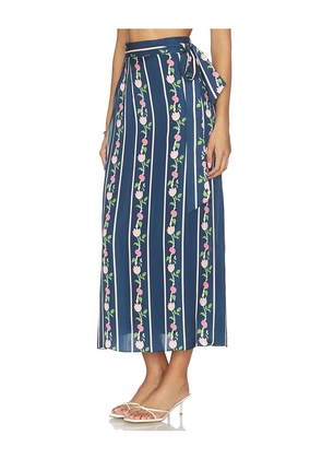 Verandah Toran Silk Luxe Skirt in Blue. Size XS. Also in S, M, XL.
