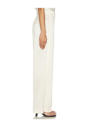 Vince High Waist Satin Trouser in Ivory. Size 0. Also in 2, 4, 6.