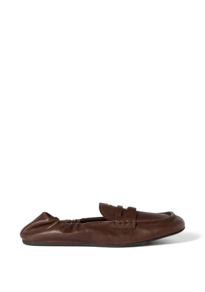 Miu Miu ruches leather loafers - Brown