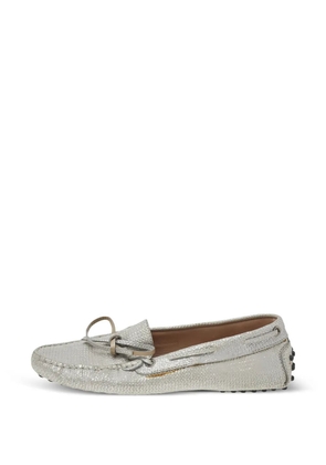 Tod's Vintage bow-detail glitter loafers - Silver