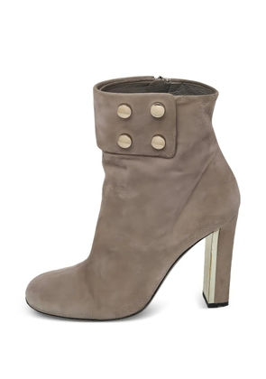 Gucci Pre-Owned fold-over button-detail heeled ankle boots - Grey
