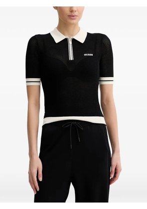 GUESS USA Gabry logo-embroidered half-zip polo shirt - Black
