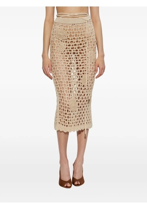 The Attico crochet-knit midi skirt - Neutrals
