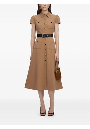 Self-Portrait belted button-down midi dress - Neutrals