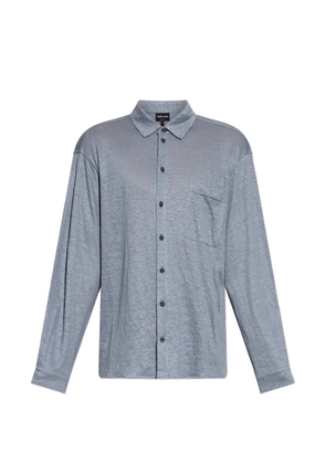 Giorgio Armani long-sleeved linen shirt - Blue
