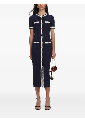 Self-Portrait belted bow-detail midi dress - Blue
