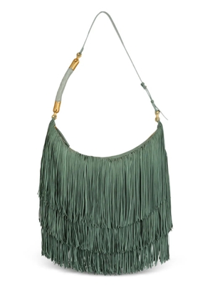 Balmain Ébène large fringed suede bag - Green