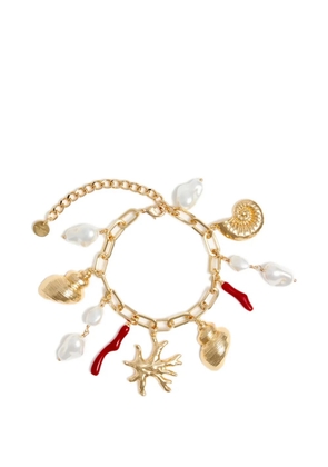 Self-Portrait faux-pearl coral-charm bracelet - Gold
