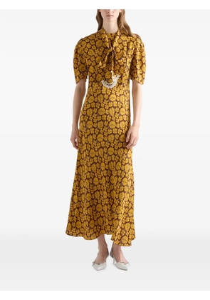 Prada embroidered printed sable dress - Yellow
