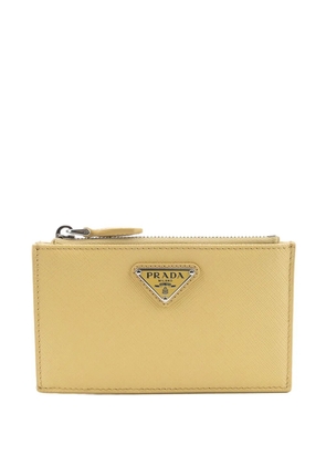 Prada Saffiano-leather logo-plaque card holder - Yellow
