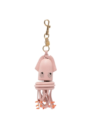 Anya Hindmarch squid-shape bead-embellished keyring - Pink