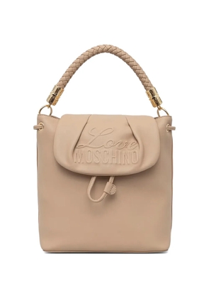 Love Moschino logo-embossed braided-handle backpack - Neutrals
