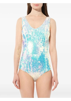 Balmain Bretelles sequin-embellished bodysuit - White