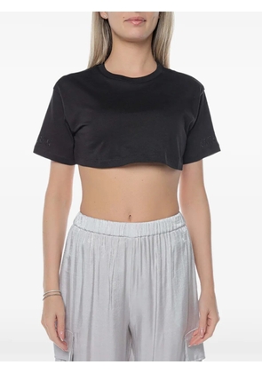 Armani Exchange cropped rhinestone-embellished T-shirt - Black