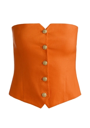 alice + olivia strapless button-down top - Orange