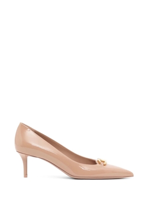 Valentino Garavani VLogoThe Bold Edition patent-leather pumps 60mm - Neutrals