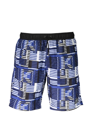 Karl Lagerfeld geometric-pattern drawstring swim-shorts - Blue