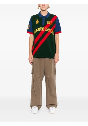Warren Lotas logo-embroidered striped polo shirt - Green