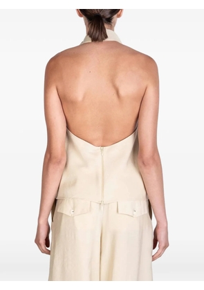 Alysi halterneck tie-detail top - Neutrals