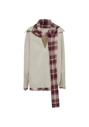 MARBELL Hailey check-panel shirt - Neutrals