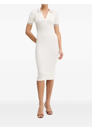 Armani Exchange cable-knit polo-collar midi dress - White