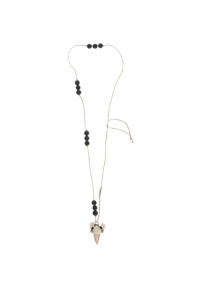 DSQUARED2 shark-tooth leather necklace - Silver