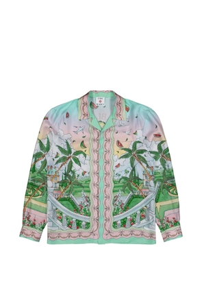 Casablanca Laduree-print Cuban-collar shirt - Green