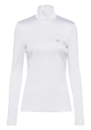 Prada triangle-logo satin top - White