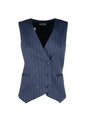 POST SCRIPTUM pinstripe-pattern double-breasted waistcoat - Blue