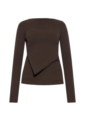 Rick Owens ribbed-knit asymmetric-detail sweater - Brown