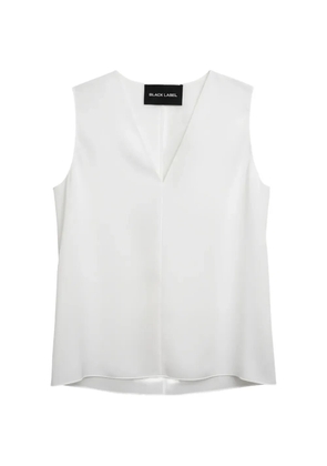 Black Label V-neck sleeveless top - White