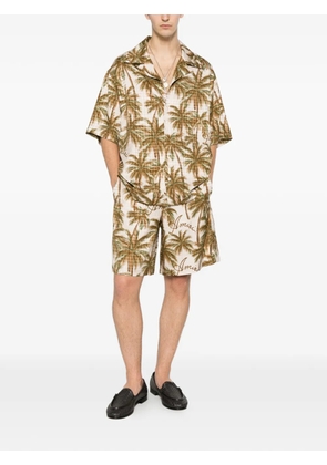 AMIRI palm-tree-print logo-embroidered shorts - Neutrals