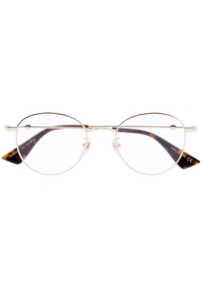 Gucci Eyewear bee detail round-frame glasses - Gold