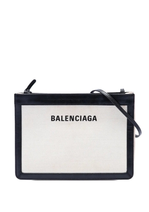 Balenciaga Pre-Owned 2019 Canvas Navy Pochette M crossbody bag - White