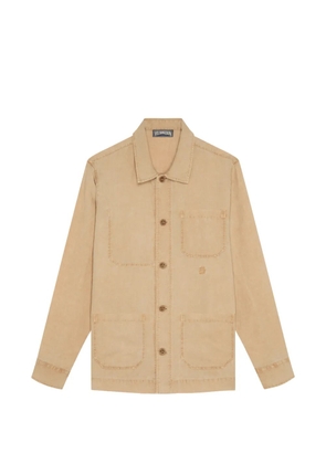 Vilebrequin Corentin embroidered-turtle linen overshirt - Brown